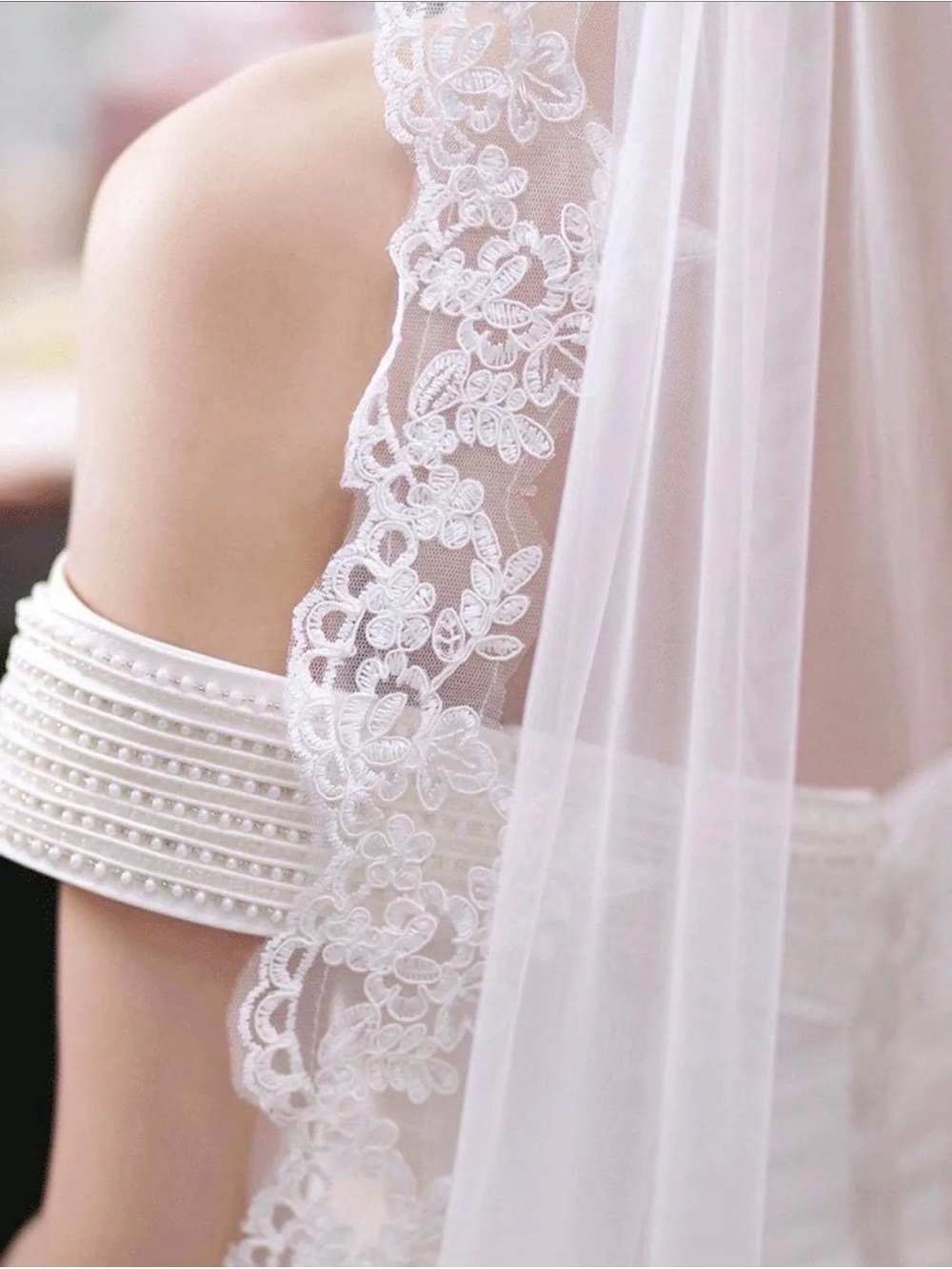 Lace-Edged Bridal Veil NWT - White Wedding Veil Lace Veil